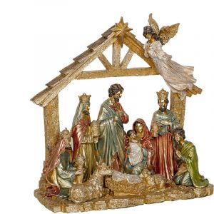Romimex Crèche de Noël Multicolore en résine 40 x 39 x 17 cm