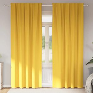 VidaXL Rideaux Avec Des Rideaux 2 Pcs Jaune Moutarde Polyester