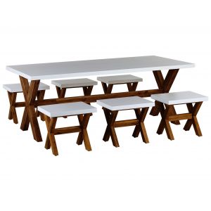 Beliani Set de salle à manger 6 personnes en fibre-ciment blanc