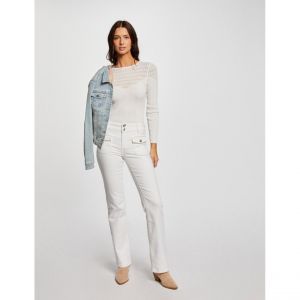 Morgan Jeans bootcut poches à rabat ecru femme - Taille 38