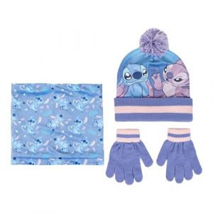Set Hiver Angel & Stitch Disney - Bonnet &Agrave; Pompon, Gants Et Tour De Cou