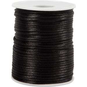 Creotime Cordon satin 2 mm - Noir - Rouleau de 50 m