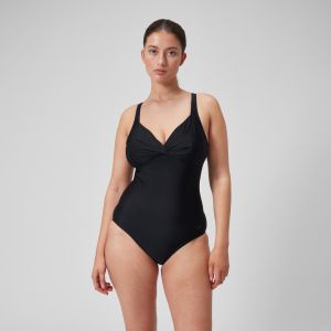 Speedo Maillot de Bain 1 Pièce Effet Galbant Cross Knot, Vêtement Sculptant, Maillot de Bain pour la Plage et Les Vacances Maillot de Bain pour Femme, Noir, 44