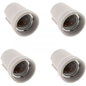 Zenitech Lot de 4 douilles E27 porcelaine à vis - Blanc