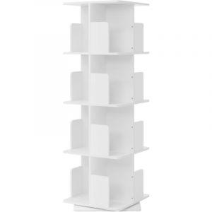 Image de Ml-Design Biblioth&egrave;que Tournante Enfant 4 Niveaux 16 Compartiments Blanche Bois 40x124,5x40 cm &Eacute;tag&egrave;re Pivotante 360&deg; Rangement Livres Jouets pour