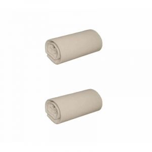 Terre de Nuit Lot de 2 draps housses jersey beige bonnet 30 cm 90x190/200