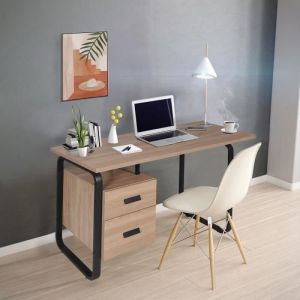 Bureau Pearl / Chêne Blanchi Et Métal Noir/ 120x60x76cm
