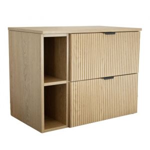 Meuble de salle de bain - 80 cm - Ch&ecirc;ne Cr&eacute;mone - 2 tiroirs - Contemporain