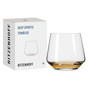 Ritzenhoff & Breker 3841003 Verre à tumbler 400 ml – Série Deep Spirits N° 3 Geo – avec relief dans le sol en cristal – Fabriqué en Allemagne