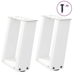 VidaXL Pieds De Table Basse Forme De U 2 Pcs Blanc 30x(30-31) Cm Acier