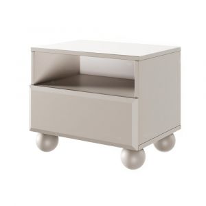 Table de chevet sur pieds sphériques Beige avec tiroir 54 cm