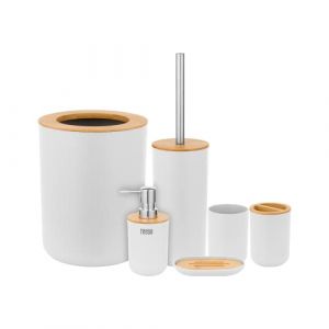 Teesa Ensemble d'accessoires de Salle de Bain (6 pi&egrave;ces) Blanc