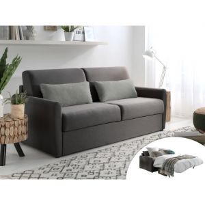 Image de Ari - Canapé 3 places convertible - couchage quotidien - matelas 12 cm - en tissu - Gris foncé