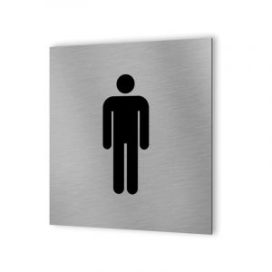 Decoho - Pictogramme wc format 20 cm x 20 cm en Dibond Aluminium brossé - Modèle toilettes Homme