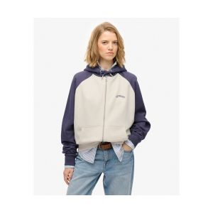 Superdry Sweatshirt &agrave; capuche zipp&eacute; &agrave; logo et manches raglan femme Essential