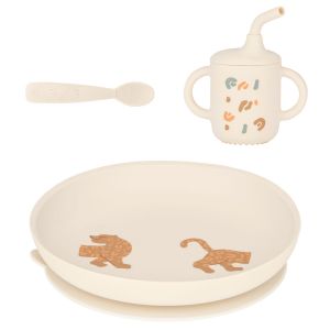 Babymoov Coffret Repas Bébé Comme Un Grand - Dès 9 Mois - Assiette Bébé, 1 Cuillère, Gobelet Bebe - Vaisselle Bébé Diversification Alimentaire - Développé avec Ergothérapeute, Little Roar