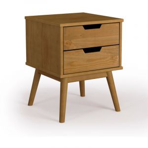 Vs Venta-stock - Table de Chevet Bali 2 tiroir, Fabriqué en Bois de pin Massif - bois