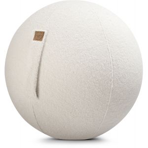 Balle d'assise fausse fourrure douce beige avec poign&eacute;e polyester D65