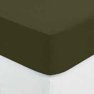 Atmosphera Drap-housse en coton 140x190cm vert kaki créateur d'intérieur
