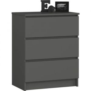 Commode Akord K60 Gris Graphite 60 cm 3 tiroirs façade Gris Graphite 60x40x77 cm