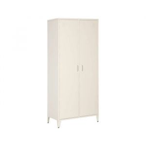 Armoire chambre dressing industriel métal beige 2 portes. 4 étagères. 1 penderie
