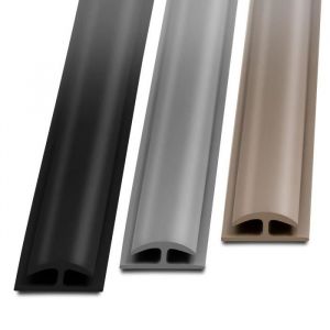 Barre de seuil &eacute;tanche Double bordure PVC 24 x 35 mm Noir Longueur: 1 m