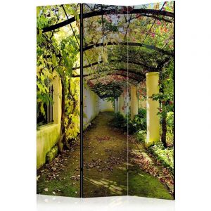 Image de Décoshop26 Paravent 3 volets panneaux cloison séparateur de pièce pliable recto verso Jardin romantique 135x172 cm PAR110747