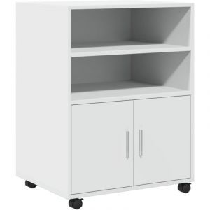 VidaXL Armoire à roulettes blanc 60x48x81 cm bois d’ingénierie, classeur, armoire de classement pour maison, classeur pour bureau à domicile