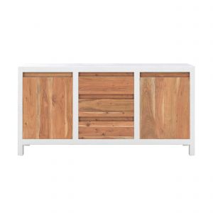 Image de Rendez Vous D&eacute;co Buffet en b&eacute;ton blanc cass&eacute; et bois d'acacia