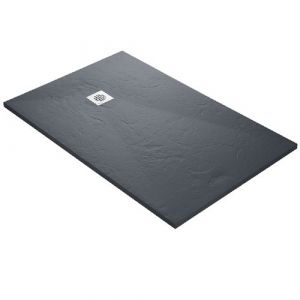 U Tile Receveur de douc en résine imitation ardoise 120 x 80 cm gris ardoise + natte étanc + siphon 360°