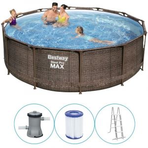 Bestway Steel Pro Max Bassin avec Cadre en Acier, Rotin Marron