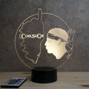 Lampe de chevet veilleuse Corsica Corse avec télécommande - Cadeau anniversaire surprise Collection Déco