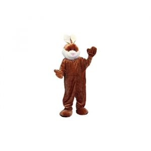 Deguisement mascotte lapin brun adulte taille unique luxe - big tete animal - paques fete - set costume geant et carte