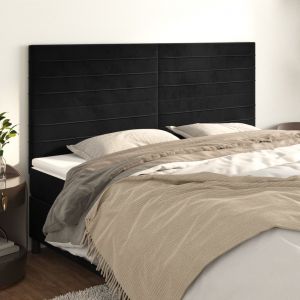 VidaXL Têtes de lit 4 pcs Noir 90x5x78/88 cm Velours - Black
