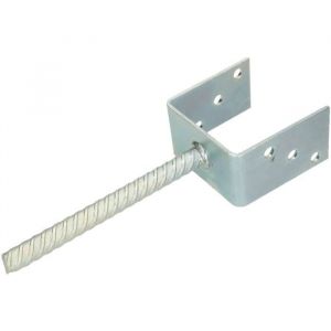 KOTARBAU Support de poteau en U 101 mm Pied de Poteau Longueur 190 mm Ancrage Poteau à Béton Galvanisé à Chaud Fixation Poteau Bois Pied Poteau Bois Support Poteau Bois