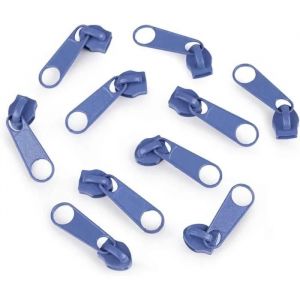 Cyclingcolors 10x Curseur N°5 Non Verrouillable Pour Fermeture Éclair À Glissière Spirale Zipper Tirette Métal Idéal Jupe Vêtement, Bleu