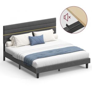 Lit double convient pour un matelas de 180 x 200 cm gris