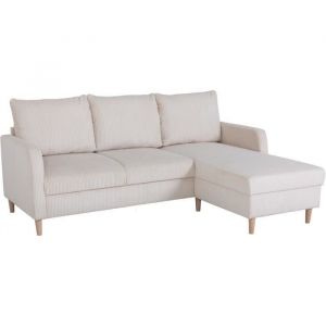 Canap&eacute; dangle fixe - 3 places - CHIPY - Tissu Lincoln Perle - Pieds bois nature - 192 x 82 x 138 cm