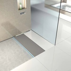 Wedi Receveur de douche à carreler 120 x 90 cm Fundo Riolito Neo avec écoulement horizontal + barrette de finition 70 cm