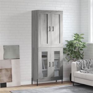 VidaXL Buffet Haut, Armoire de Rangement avec Pieds, Meuble de Rangement, Organisateur Salon Salle de Séjour, Sonoma Gris Bois d'Ingénierie