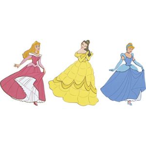 Decofun 3 pièces sticker en relief Princesses (30 x 30 cm)