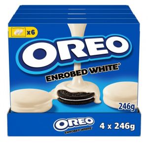 Oreo 24 sachets de biscuits enrobés au chocolat blanc et fourrés goût vanille - (8x246g)