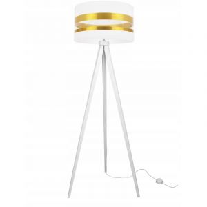 Image de Lampadaire Tr&eacute;pied Loft Abat-Jour Dor&eacute; S&eacute;lection Led