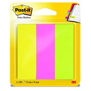 Image de Post-It Marque-pages Magic 671/3, 25 x 76 mm, couleur néon 100 feuilles/bloc, Contenu: 3 blocs (671-3)