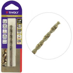 Image de Tivoly Foret M&eacute;tal &Oslash;2,5mm en Acier COBALT Per&ccedil;age des Aciers Top Qualit&eacute; Affutage optimal pointe en croix Gradu&eacute; TECHNIC