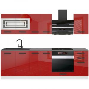Belini Cuisine Equipee Complete Margaret Muebles de Cuisine Complets - 240 cm. Cuisine Complete sans Plan de Travail, Rouge très Brillant