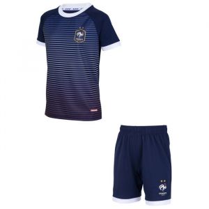 Fff Ensemble Maillot Short - Enfant - Bleu - Manches Courtes - Respirant