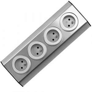 Orno Prise de courant inox 4x 2P+Z argent montage sous meuble