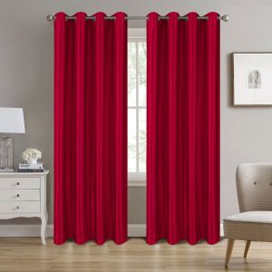 Homemaison Paire de rideaux occultants à motifs géométriques Rouge 140x260 cm