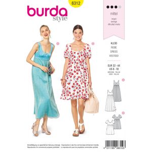 Burda B6312 Patron de Couture, Papier, Blanc, 32-44